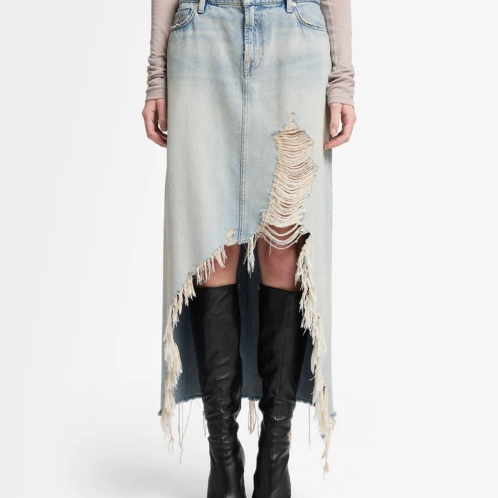 NWT For All Mankind Midi Denim Skirt Size 27 - Picture 4 of 10